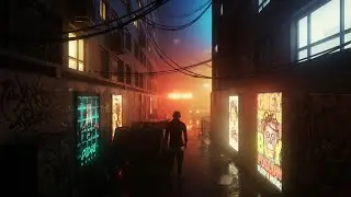 Cyberpunk City Rainy Street Ambience - 1 Hour HD Relaxing Screensaver for Meditation