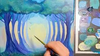 Fantasy forest: Acrylic painting time lapse