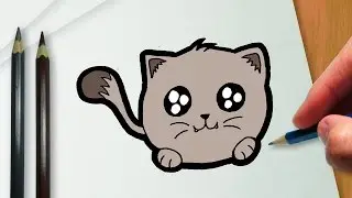 Como desenhar um gatinho kawaii