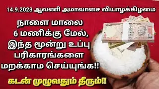 14.9.2023:நாளை குபேர அமாவாசை, ஒரு கைப்பிடி உப்பு போதும்!உங்க கடன் முழுமையாக தீரும்!!100% நல்ல பலன்!