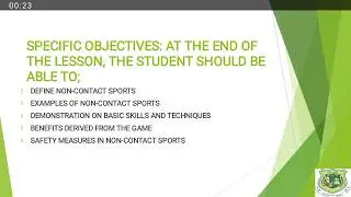 HPE - NON CONTACT SPORTS (JSS1 WK3)