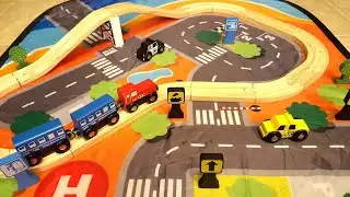 Wooden On The Go Train Set by Imaginarium Toys with Play Mat City Cars Bridge Fun