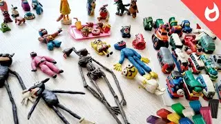 Пластилиновая коллекция/ сиреноголовый и другие монстры из пластилина/ Поезда и машинки из пластилин