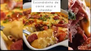 Escondidinho de carne seca, muito cheddar e bacon! 🥓