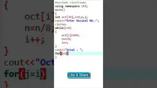 Program to convert Decimal number into Octal number in C++ programming language | Learners Region