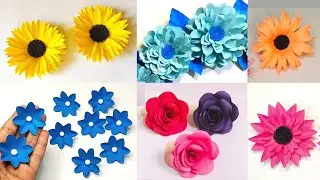 6 Simple and Easy Paper Flowers | How to make Paper Flower | Kagaj Ke Phool | Paper Crafts | DIY
