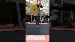 Jackson's 1st Attempt at doing the Trampoline! (1st time at the fair)