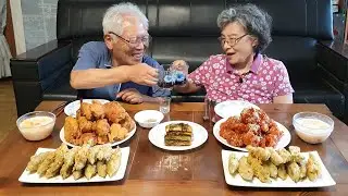 할머니 꼼짝마~! 할아버지의 사랑듬뿍 치킨 만들기 (후라이드 치킨, 양념치킨, 고추튀김) Chicken Mukbang / Korean Food Recipes