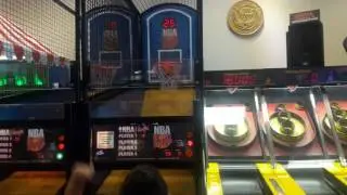 Daniel visited Chuck e cheese,  playing skee ball and other arcade games on his birthday