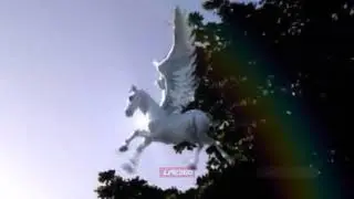 Winged unicorn flying