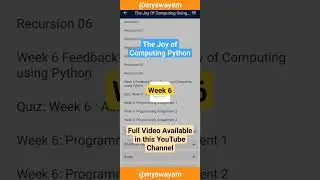 Week 6 The Joy of Computing Using Python 
