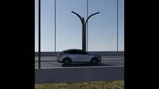 Using Blender free asset Tesla over bridge بواسطة بلندرسيارة تسيلا
