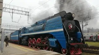 Паровоз П36 0218 с ретро-поездом Ростов-на-Дону-Таганрог.,