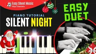 Silent Night - Easy Christmas Piano Duet I Sheet Music for Beginners PDF I SLOW Tutorial