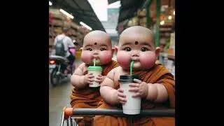 Cute monks are drinking coffee.created by AI.#AI #short #Lovely #aiartwork