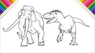 How to Draw Palaeoloxodon vs T-Rex