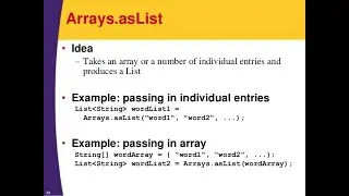 Array to Arraylist conversion using asList in JAVA - Method - 1