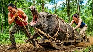 101 Days Alone in the Wild – Wild Boar Encounters & Forest Survival 🐗 | Full Video