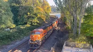 2 Trains On Our Fall Adventure To The Beach! Bro’s Favorite Place To Watch Trains From The Bridge!