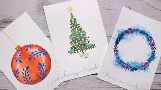 EASY watercolor Christmas card painting tutorial for beginners.