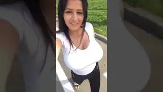 big girl selfie walking in the road