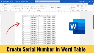 How to Create serial number in word table | serial number in MS Word  | serial number