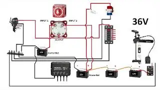 36 V & 24 V System with battery switch, added charger for all batteries. Wiring diagram