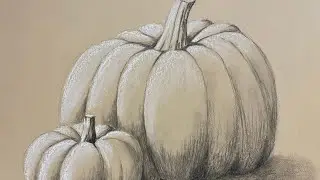 Pumpkin drawing on toned paper