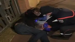 Homeless girl having a bad time in an alley