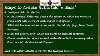 SubTotals   In Excel