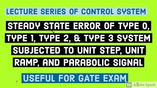 Steady State Error of Type 0 Type 1 Type 2 Systems Subjected to Unit Step  Unit Ramp Unit Parabolic