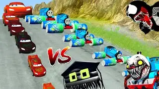 Big & Small Lightning Mcqueen vs Big & Small Thomas the Tank Engine vs DOWN OF DEATH || BeamNG.Drive