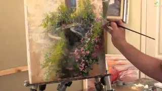 Масляная живопись  Балкон, цветы