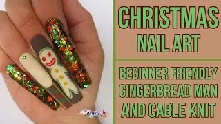 CHRISTMAS NAIL ART | Beginner Friendly Gingerbread & Cable Knit Nail Art Design