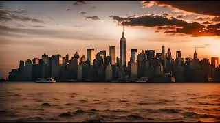 Free Stock Videos - AI animation - New York city on sunset