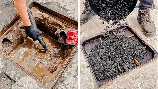 Пошаговый ремонт выбоины с использованием самодельного асфальта
