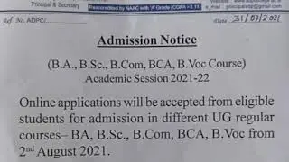 ADP College admission notice 2021!!