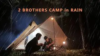 Camping in Misty Rain with My Brother, COMFORTABLE AND RELAXING IN A TENT-ASMR Rain Sounds