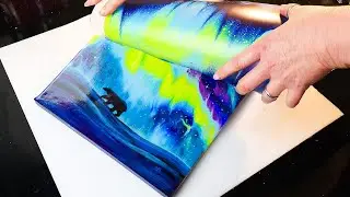 AURORA BOREALIS Pouring DIP with Polar Bear | AB Creative Tutorial