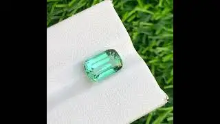 Bluish Green Tourmaline, Cushion Shape 3.50 Carats - Loose Tourmaline for Ring