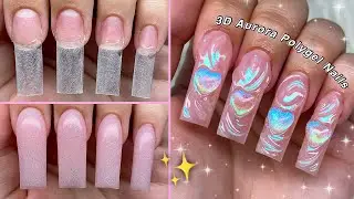 3D AURORA CHROME POLYGEL NAILS✨ 3D CHROME NAIL ART & ABSTRACT NAIL DESIGN | Nail Tutorial