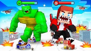 JJ GODZILLA and Mikey KING KONG Giant Rush - Maizen Minecraft Animation