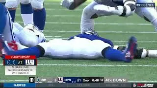 Kayvon Thibodeaux celebrates for a long time while Nick Foles is injured