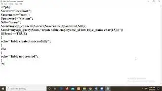 Creating a Table in MySQL Database using PHP
