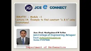 JCE MAT Module-1 : L(15) Example to find the constant 