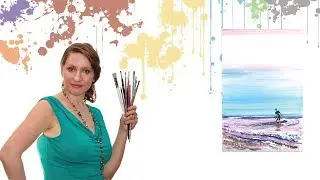Серфингист и море. Рисуем акрилом или гуашью