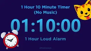 1 Hour 10 minute Timer Countdown (No Music) + 1 Hour Loud Alarm