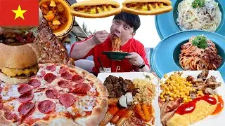 베트남 여행 VIETNAM VLOG Ep.3 20000kcal 까르보나라 스파게티 & 피자 & 햄버거 & 핫도그 PIZZA & BURGER MUKBANG VLOG