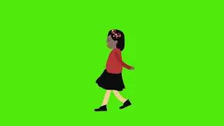 a girl walk green screen