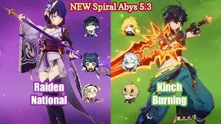 C0 Raiden National & C0 Kinich Burning | NEW 5.3 Spiral abyss - Floor 12 9 Stars